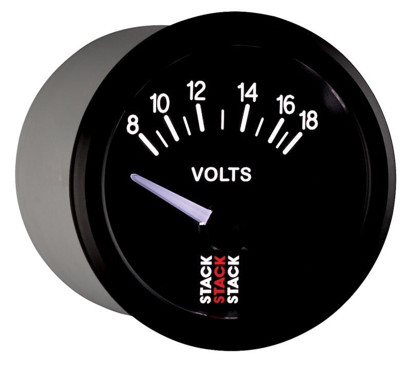AutoMeter - Autometer Stack Instruments 52mm 8-18V Electric Battery Voltage Gauge - Black - Demon Performance