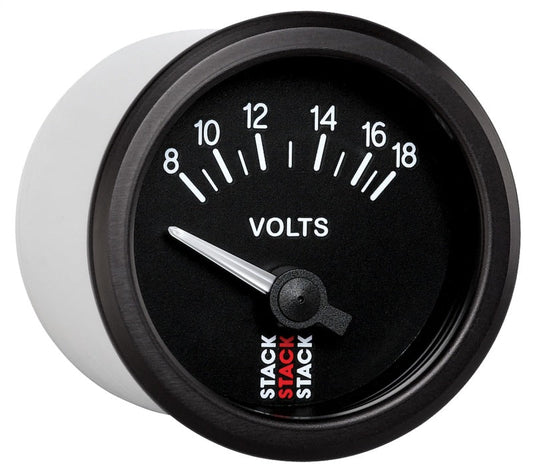 AutoMeter - Autometer Stack Instruments 52mm 8-18V Electric Battery Voltage Gauge - Black - Demon Performance