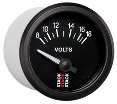 AutoMeter - Autometer Stack Instruments 52mm 8-18V Electric Battery Voltage Gauge - Black - Demon Performance