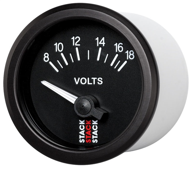 AutoMeter - Autometer Stack Instruments 52mm 8-18V Electric Battery Voltage Gauge - Black - Demon Performance