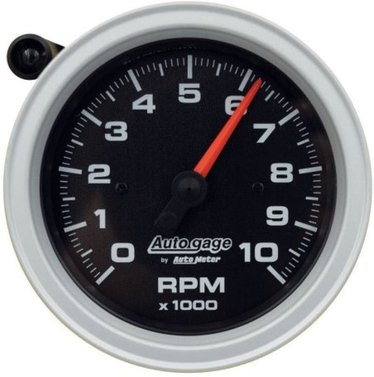AutoMeter - AutoMeter Tachometer Gauge 10K RPM 3 3/4in Pedestal w/Ext. Shift-Light - Black Dial/Black Case - Demon Performance