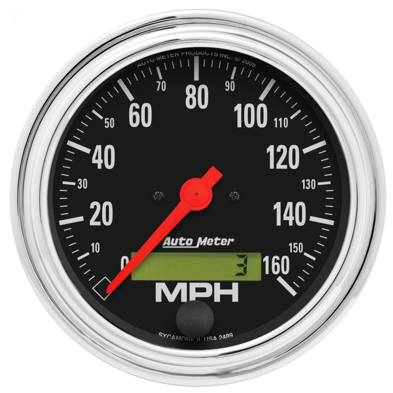 AutoMeter - Autometer Traditional Chrome 3-3/8in 160 MPH Electric Speedometer w/ LCD Odometer - Demon Performance