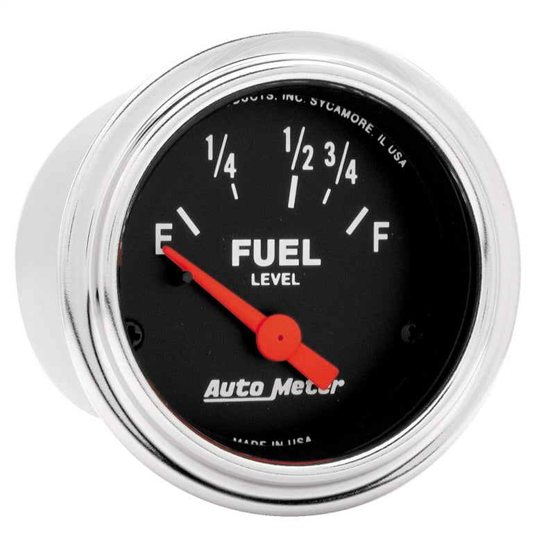 AutoMeter - Autometer Traditional Chrome 52mm Short Sweep Electrical Fuel Level Gauge - Demon Performance