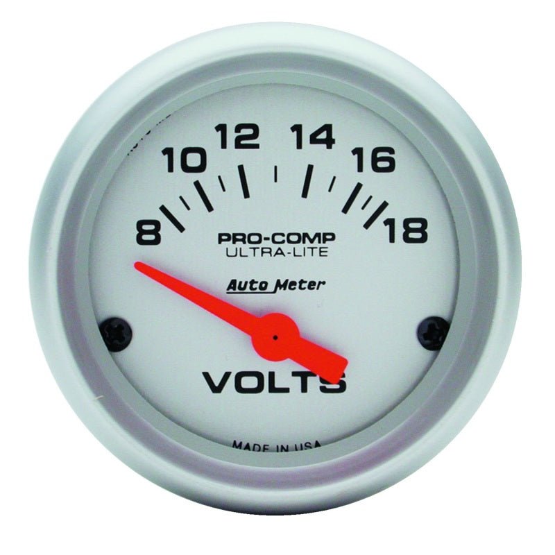 AutoMeter - Autometer Ultra-Lite 52mm Short Sweep Electronice Voltage Gauge - Demon Performance
