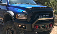 AVS - AVS 2009-2018 Dodge Ram 1500 (Excl Sport / Rebel) Aeroskin Low Profile Hood Shield w/ Lights - Black - Demon Performance