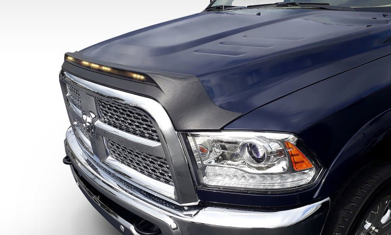 AVS - AVS 2009-2018 Dodge Ram 1500 (Excl Sport / Rebel) Aeroskin Low Profile Hood Shield w/ Lights - Black - Demon Performance
