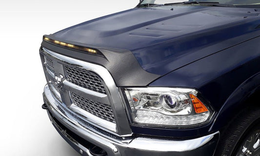 AVS - AVS 2009-2018 Dodge Ram 1500 (Excl Sport / Rebel) Aeroskin Low Profile Hood Shield w/ Lights - Black - Demon Performance