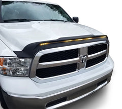 AVS - AVS 2009-2018 Dodge Ram 1500 (Excl Sport / Rebel) Aeroskin Low Profile Hood Shield w/ Lights - Black - Demon Performance