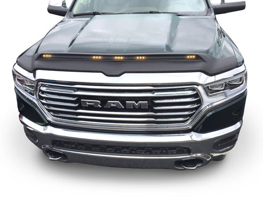 AVS - AVS 2019 Dodge Ram 1500 Aeroskin Low Profile Hood Shield w/ Lights - Black - Demon Performance