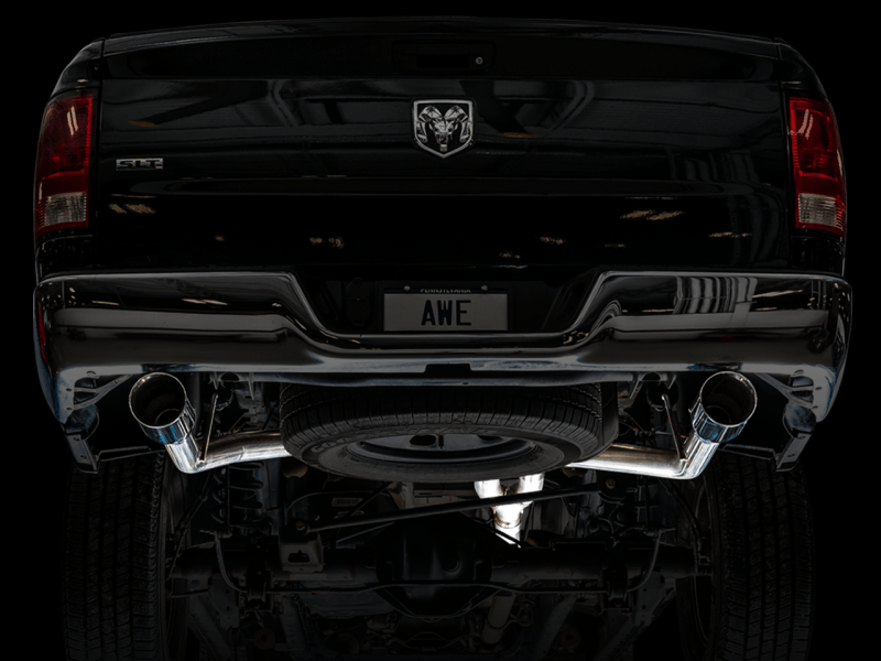 AWE Tuning - AWE Tuning 09-18 RAM 1500 5.7L (w/o Cutout) 0FG Dual Rear Exit Cat-Back Exhaust - Chrome Silver Tips - Demon Performance