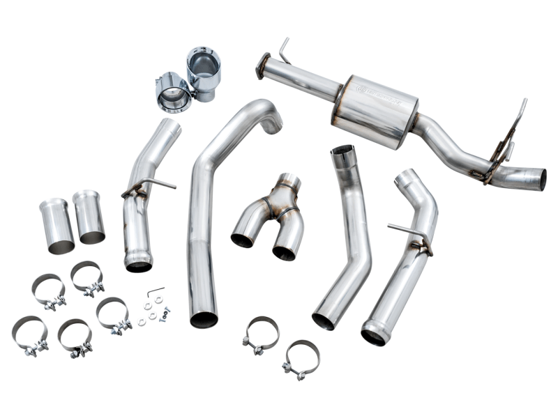 AWE Tuning - AWE Tuning 19-21 RAM 1500 5.7L (w/Cutouts) 0FG Dual Rear Exit Cat-Back Exhaust - Chrome Silver Tips - Demon Performance