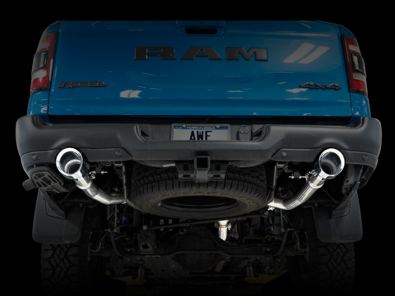 AWE Tuning - AWE Tuning 19-21 RAM 1500 5.7L (w/Cutouts) 0FG Dual Rear Exit Cat-Back Exhaust - Chrome Silver Tips - Demon Performance