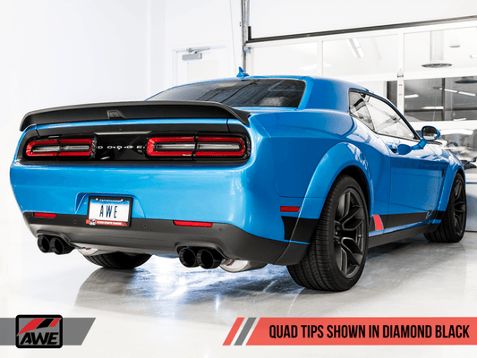 AWE Tuning - AWE Tuning 2015+ Dodge Challenger 6.4L/6.2L Non-Resonated Touring Edition Exhaust - Quad Black Tips - Demon Performance