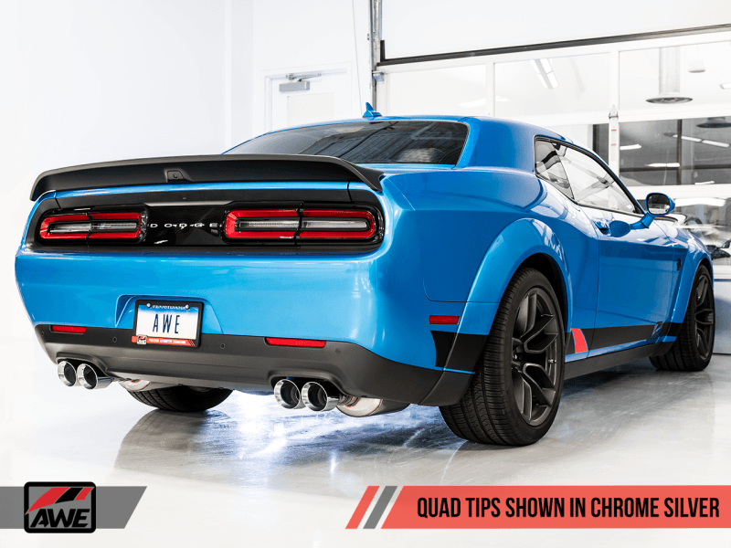 AWE Tuning - AWE Tuning 2015+ Dodge Challenger 6.4L/6.2L Non-Resonated Touring Edition Exhaust - Quad Silver Tips - Demon Performance