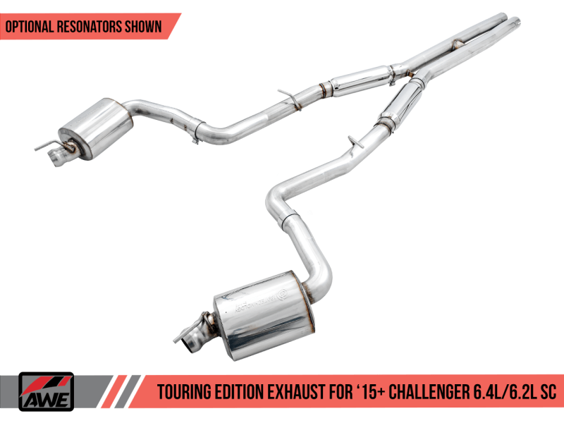 AWE Tuning - AWE Tuning 2015+ Dodge Challenger 6.4L/6.2L Non-Resonated Touring Edition Exhaust - Use Stock Tips - Demon Performance