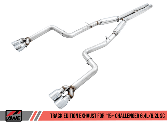 AWE Tuning - AWE Tuning 2015+ Dodge Challenger 6.4L/6.2L SC Track Edition Exhaust - Quad Chrome Silver Tips - Demon Performance