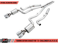 AWE Tuning - AWE Tuning 2015+ Dodge Challenger 6.4L/6.2L SC Track Edition Exhaust - Quad Chrome Silver Tips - Demon Performance