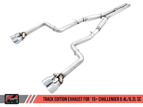 AWE Tuning - AWE Tuning 2015+ Dodge Challenger 6.4L/6.2L SC Track Edition Exhaust - Quad Diamond Black Tips - Demon Performance