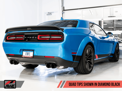 AWE Tuning - AWE Tuning 2015+ Dodge Challenger 6.4L/6.2L SC Track Edition Exhaust - Quad Diamond Black Tips - Demon Performance