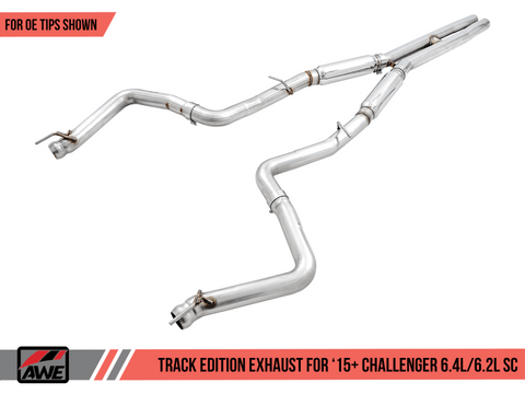 AWE Tuning - AWE Tuning 2015+ Dodge Challenger 6.4L/6.2L Supercharged Track Edition Exhaust - Use Stock Tips - Demon Performance