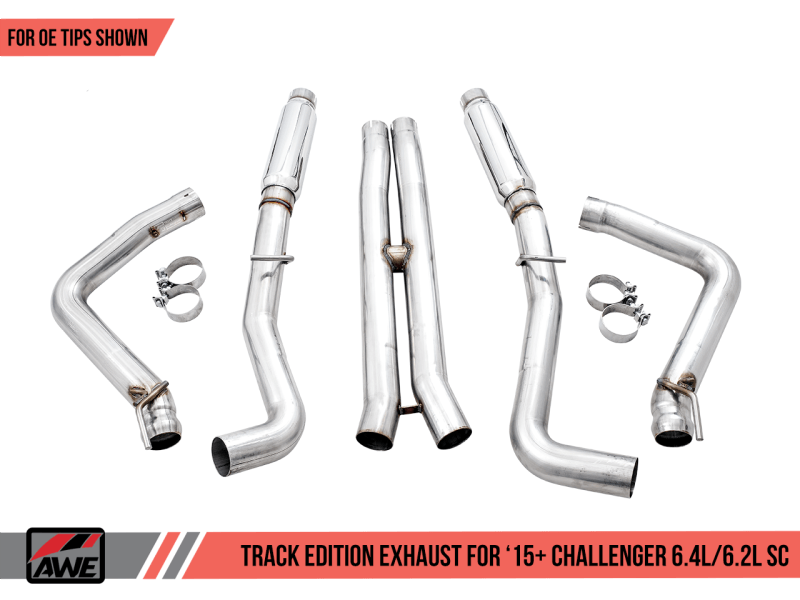AWE Tuning - AWE Tuning 2015+ Dodge Challenger 6.4L/6.2L Supercharged Track Edition Exhaust - Use Stock Tips - Demon Performance