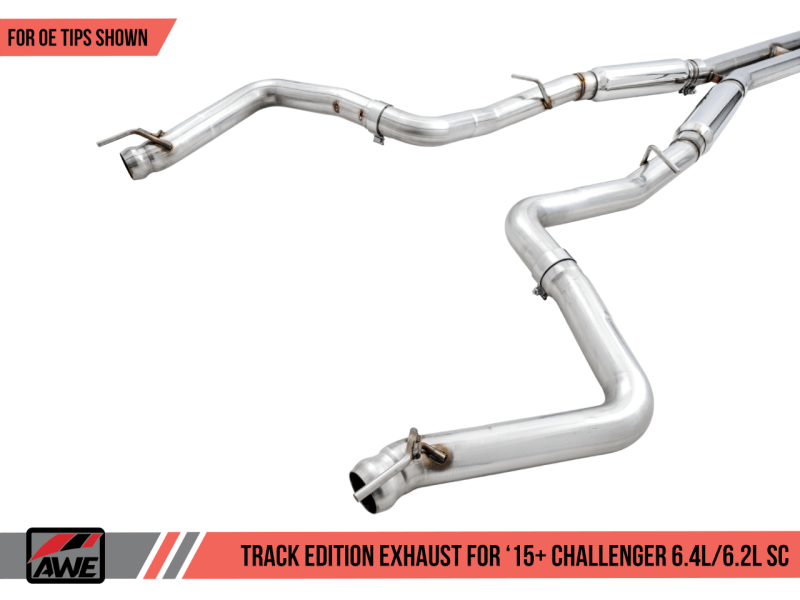 AWE Tuning - AWE Tuning 2015+ Dodge Challenger 6.4L/6.2L Supercharged Track Edition Exhaust - Use Stock Tips - Demon Performance