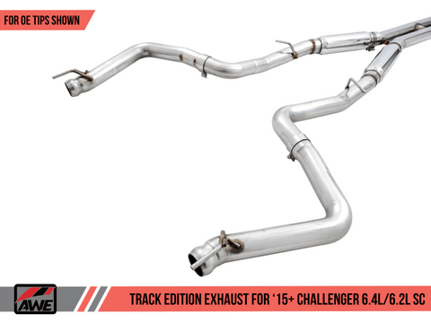 AWE Tuning - AWE Tuning 2015+ Dodge Challenger 6.4L/6.2L Supercharged Track Edition Exhaust - Use Stock Tips - Demon Performance