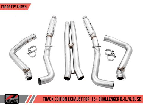 AWE Tuning - AWE Tuning 2015+ Dodge Challenger 6.4L/6.2L Supercharged Track Edition Exhaust - Use Stock Tips - Demon Performance