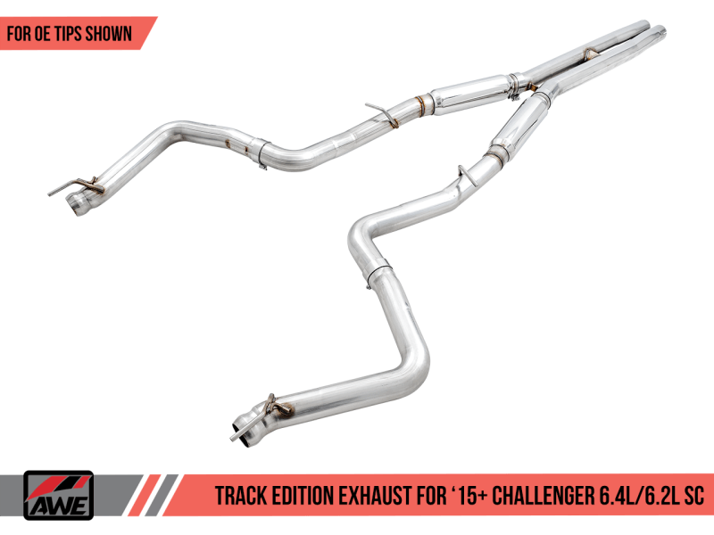 AWE Tuning - AWE Tuning 2015+ Dodge Challenger 6.4L/6.2L Supercharged Track Edition Exhaust - Use Stock Tips - Demon Performance