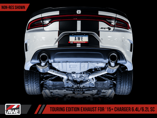 AWE Tuning - AWE Tuning 2015+ Dodge Charger 6.4L/6.2L SC Non-Resonated Touring Edition Exhaust - Silver Tips - Demon Performance