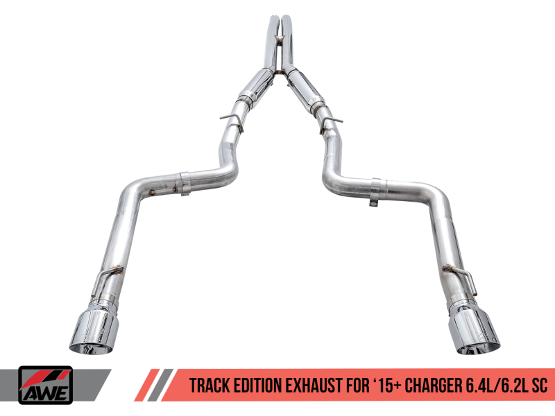 AWE Tuning - AWE Tuning 2015+ Dodge Charger 6.4L/6.2L Supercharged Track Edition Exhaust - Chrome Silver Tips - Demon Performance