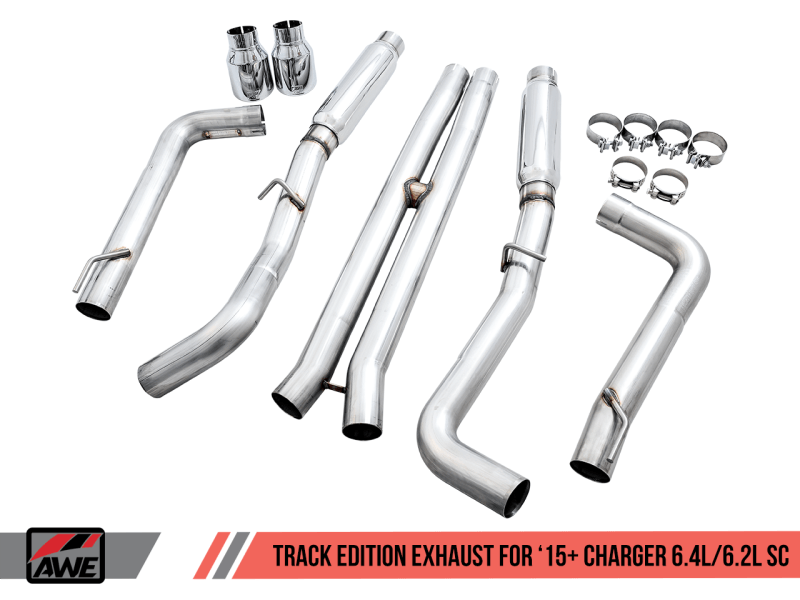 AWE Tuning - AWE Tuning 2015+ Dodge Charger 6.4L/6.2L Supercharged Track Edition Exhaust - Chrome Silver Tips - Demon Performance