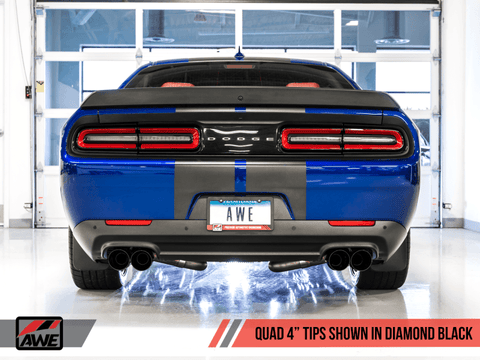 AWE Tuning - AWE Tuning 2017+ Challenger 5.7 Touring Edition Exhaust - Non-Resonated - Diamond Black Quad Tips - Demon Performance