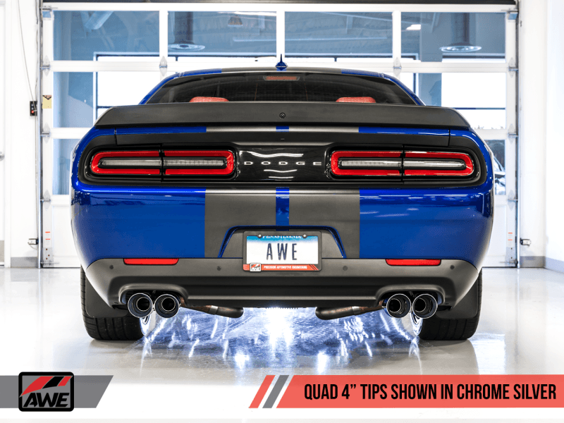 AWE Tuning - AWE Tuning 2017+ Dodge Challenger 5.7L Track Edition Exhaust - Chrome Silver Quad Tips - Demon Performance