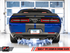 AWE Tuning - AWE Tuning 2017+ Dodge Challenger 5.7L Track Edition Exhaust - Chrome Silver Quad Tips - Demon Performance