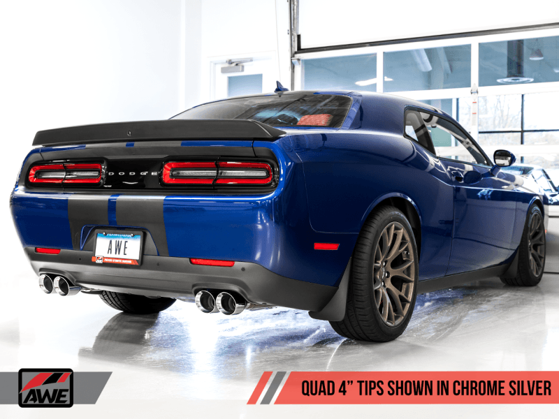 AWE Tuning - AWE Tuning 2017+ Dodge Challenger 5.7L Track Edition Exhaust - Chrome Silver Quad Tips - Demon Performance