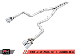 AWE Tuning - AWE Tuning 2017+ Dodge Challenger 5.7L Track Edition Exhaust - Chrome Silver Quad Tips - Demon Performance