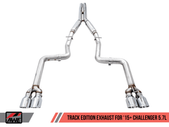AWE Tuning - AWE Tuning 2017+ Dodge Challenger 5.7L Track Edition Exhaust - Chrome Silver Quad Tips - Demon Performance