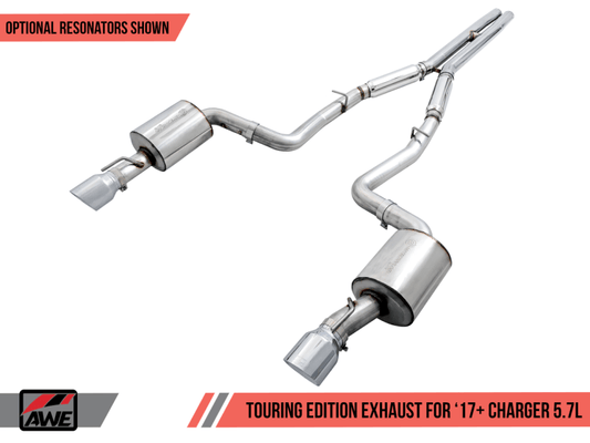 AWE Tuning - AWE Tuning 2017+ Dodge Charger 5.7L Touring Edition Exhaust - Non-Resonated - Chrome Silver Tips - Demon Performance