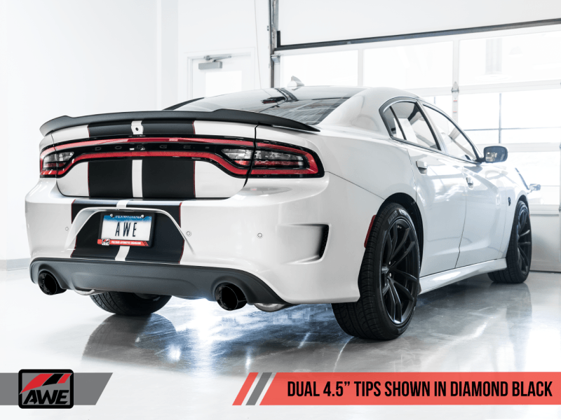 AWE Tuning - AWE Tuning 2017+ Dodge Charger 5.7L Touring Edition Exhaust - Non-Resonated - Diamond Black Tips - Demon Performance