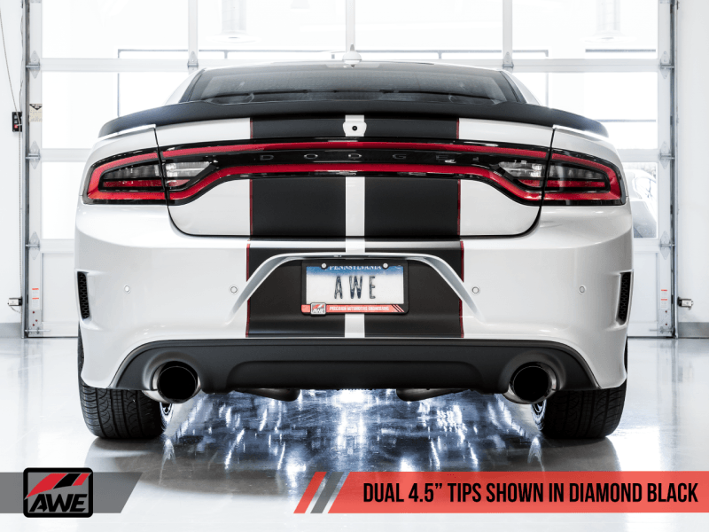 AWE Tuning - AWE Tuning 2017+ Dodge Charger 5.7L Track Edition Exhaust - Diamond Black Tips - Demon Performance