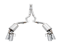 AWE Tuning - AWE Tuning 2018+ Ford Mustang GT (S550) Cat-back Exhaust - Touring Edition (Quad Chrome Silver Tips) - Demon Performance