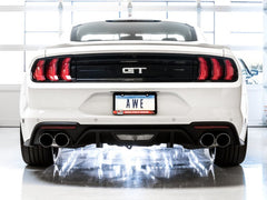 AWE Tuning - AWE Tuning 2018+ Ford Mustang GT (S550) Cat-back Exhaust - Touring Edition (Quad Chrome Silver Tips) - Demon Performance
