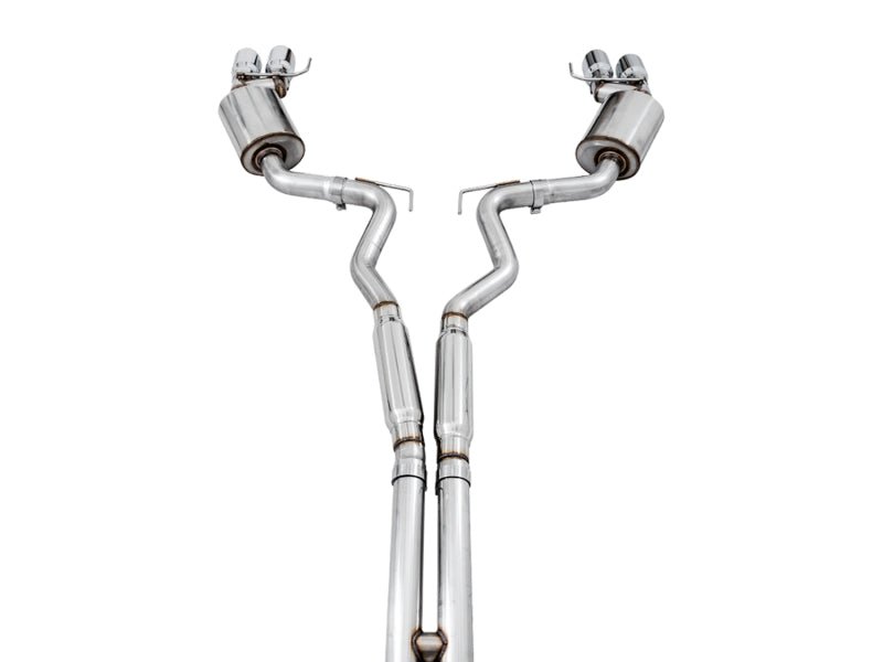 AWE Tuning - AWE Tuning 2018+ Ford Mustang GT (S550) Cat-back Exhaust - Touring Edition (Quad Chrome Silver Tips) - Demon Performance