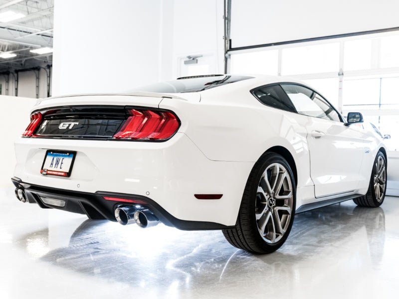 AWE Tuning - AWE Tuning 2018+ Ford Mustang GT (S550) Cat-back Exhaust - Touring Edition (Quad Chrome Silver Tips) - Demon Performance