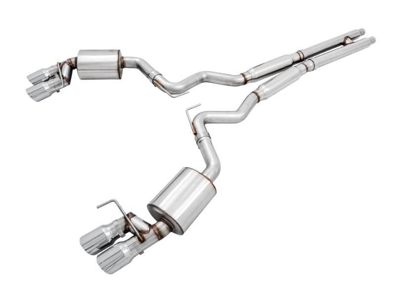AWE Tuning - AWE Tuning 2018+ Ford Mustang GT (S550) Cat-back Exhaust - Touring Edition (Quad Chrome Silver Tips) - Demon Performance
