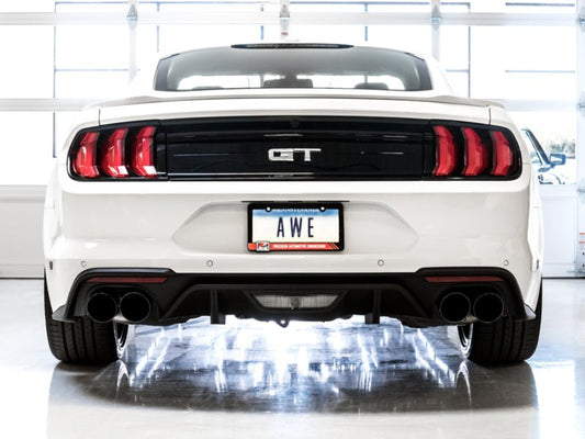 AWE Tuning - AWE Tuning 2018+ Ford Mustang GT (S550) Cat-back Exhaust - Touring Edition (Quad Diamond Black Tips) - Demon Performance