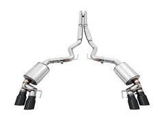 AWE Tuning - AWE Tuning 2018+ Ford Mustang GT (S550) Cat-back Exhaust - Touring Edition (Quad Diamond Black Tips) - Demon Performance