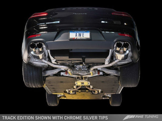 AWE Tuning - AWE Tuning Panamera 2/4 Track Edition Exhaust (2011-2013) - w/Chrome Silver Tips - Demon Performance
