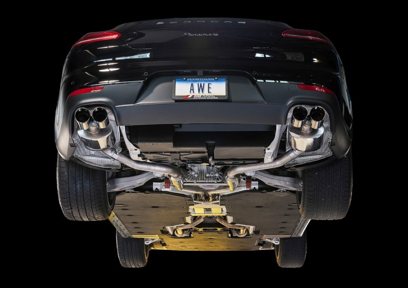 AWE Tuning - AWE Tuning Panamera 2/4 Track Edition Exhaust (2014+) - w/Chrome Silver Tips - Demon Performance